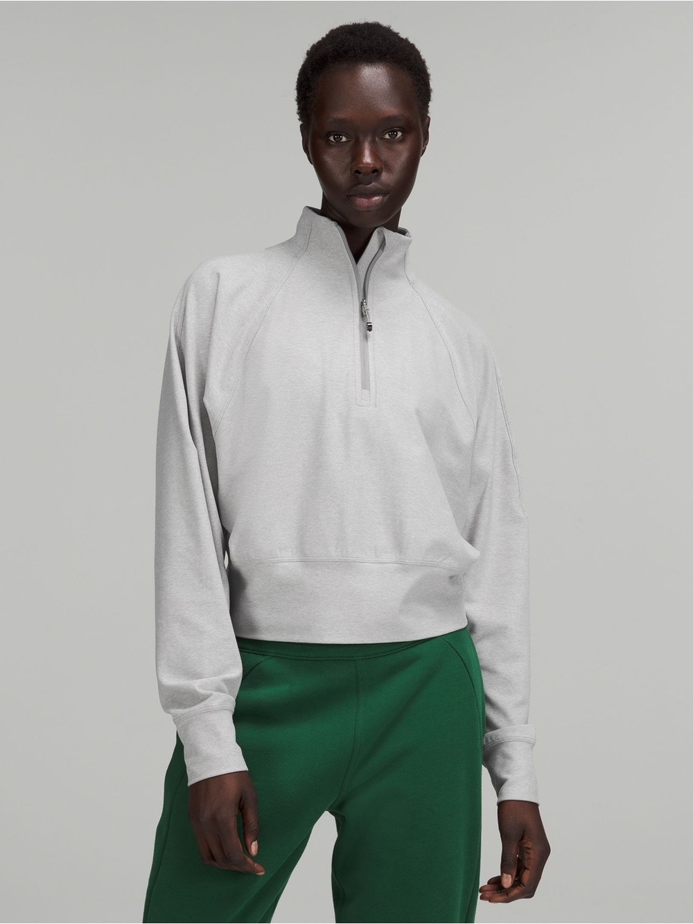 lululemon It's Rulu Cropped Half Zip Gray Pullover